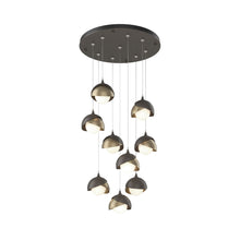 Load image into Gallery viewer, Brooklyn Standard Round Multi Light Pendant Light in Dark Smoke/Soft Gold (Standard).