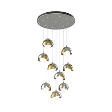 Load image into Gallery viewer, Brooklyn Standard Round Multi Light Pendant Light in Sterling/Modern Brass (Standard).