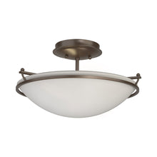 Load image into Gallery viewer, Plain Semi Flush Mount Ceiling Light in Bronze/Opal Glass (Small).