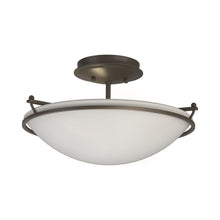 Load image into Gallery viewer, Plain Semi Flush Mount Ceiling Light in Dark Smoke/Opal Glass (Small).
