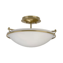 Load image into Gallery viewer, Plain Semi Flush Mount Ceiling Light in Modern Brass/Opal Glass (Small).