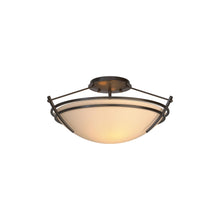 Load image into Gallery viewer, Presidio Tryne Semi Flush Mount Ceiling Light in Oil Rubbed Bronze/Sand Glass (7.7-Inch).