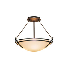 Load image into Gallery viewer, Presidio Tryne Semi Flush Mount Ceiling Light in Natural Iron/Opal Glass (12.5-Inch).