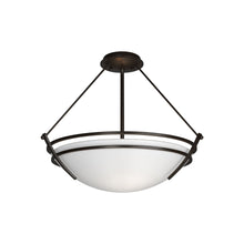 Load image into Gallery viewer, Presidio Tryne Semi Flush Mount Ceiling Light in Black/Sand Glass (16.8-Inch).