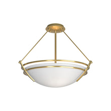 Load image into Gallery viewer, Presidio Tryne Semi Flush Mount Ceiling Light in Modern Brass/Opal Glass (16.8-Inch).