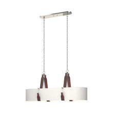 Load image into Gallery viewer, Saratoga Oval Pendant Light in Polished Nickel/Leather British Brown/Natural Anna.