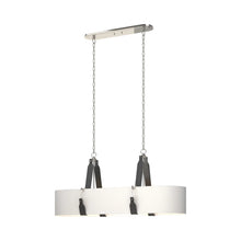 Load image into Gallery viewer, Saratoga Oval Pendant Light in Polished Nickel/Leather Black/Natural Anna.