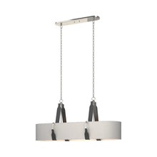 Load image into Gallery viewer, Saratoga Oval Pendant Light in Polished Nickel/Leather Black/Light Grey.