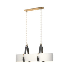 Load image into Gallery viewer, Saratoga Oval Pendant Light in Antique Brass/Leather Black/Natural Anna.