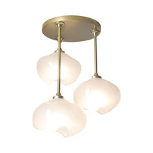Load image into Gallery viewer, Ume Multi Light Semi Flush Ceiling Light in Modern Brass/Frosted Glass (3-Light).