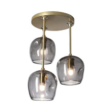 Load image into Gallery viewer, Ume Multi Light Semi Flush Ceiling Light in Modern Brass/Cool Grey Glass (3-Light).