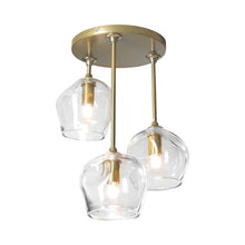 Load image into Gallery viewer, Ume Multi Light Semi Flush Ceiling Light in Modern Brass/Clear Glass (3-Light).