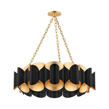 Load image into Gallery viewer, Banks Chandelier in Gold Leaf/Black.