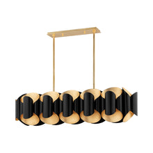 Load image into Gallery viewer, Banks Linear Pendant Light in Gold Leaf/Black.