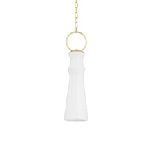 Load image into Gallery viewer, Borden Pendant Light in Aged Brass/Ceramic Gloss White.