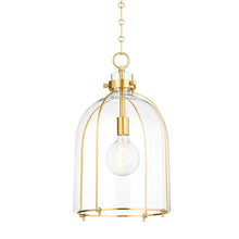 Load image into Gallery viewer, Eldridge Glass Pendant Light in Dome/Aged Brass.