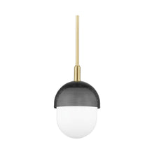 Load image into Gallery viewer, Nyack Pendant Light in Aged Brass/Black Small.