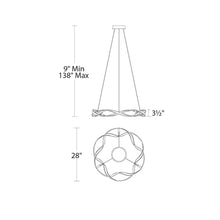 Load image into Gallery viewer, Interlace LED Pendant Light - line drawing.