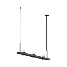 Load image into Gallery viewer, Intervals® LED Linear Suspension Light in Satin Black/3-Light/Etched Cylinder.