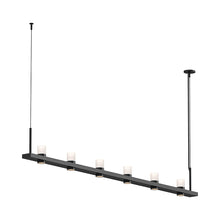 Load image into Gallery viewer, Intervals® LED Linear Suspension Light in Satin Black/6-Light/Etched Cylinder.