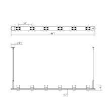 Load image into Gallery viewer, Intervals® LED Linear Suspension Light - line drawing.