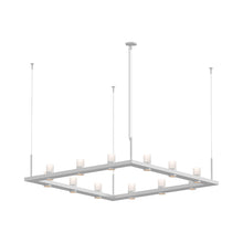 Load image into Gallery viewer, Intervals® Square LED Suspension Light in Satin White/Etched Cylinder.