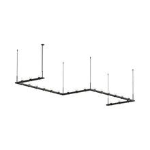 Load image into Gallery viewer, Intervals® Zig-Zag LED Suspension Light in Satin Black/Etched Cylinder.