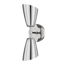 Load image into Gallery viewer, Kai 2-Light LED Wall Light in Polished Nickel.