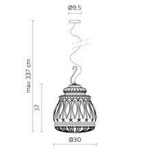 Load image into Gallery viewer, Ginger Outdoor LED Pendant Light - line drawing.