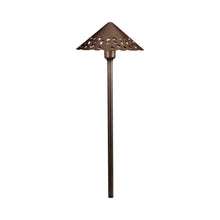 Load image into Gallery viewer, Cast Hammered Roof LED Path Light in Textured Tannery Bronze.