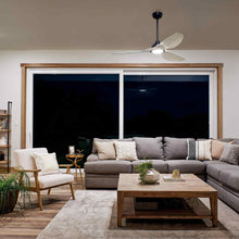 Load image into Gallery viewer, Imari LED Ceiling Fan in living room.