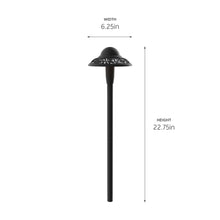 Load image into Gallery viewer, Pierced Dome LED Path Light - line drawing.
