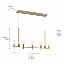 Load image into Gallery viewer, Torvee Linear Pendant Light - line drawing.