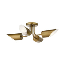 Load image into Gallery viewer, Trentino Semi Flush Mount Ceiling Light in Natural Brass.
