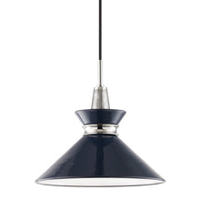 Load image into Gallery viewer, Kiki Pendant Light in Polished Nickel / Navy/Small.