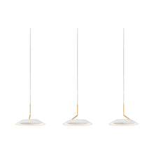 Load image into Gallery viewer, Royyo LED Linear Pendant Light in 3-Light/Matte White with Gold accent.