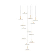 Load image into Gallery viewer, Royyo LED Multi Light Pendant Light in 13-Light/Matte White with Gold accent.