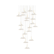 Load image into Gallery viewer, Royyo LED Multi Light Pendant Light in 19-Light/Matte White with Gold accent.