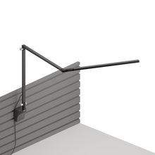 Load image into Gallery viewer, Z-Bar Slim LED Desk Lamp in Metallic Black/Slatwall Mount.