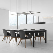 Load image into Gallery viewer, Z-Bar Triangle LED Pendant Light in office.