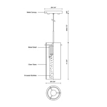 Load image into Gallery viewer, Champagne LED Pendant Light - line drawing.
