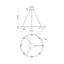 Load image into Gallery viewer, Dune LED Chandelier - line drawing.