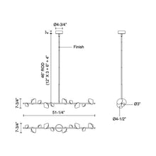 Load image into Gallery viewer, Geode LED Linear Pendant Light - line drawing.