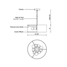 Load image into Gallery viewer, Gregory Pendant Light - line drawing.