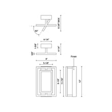 Load image into Gallery viewer, Mondrian LED Semi Flush Mount Ceiling Light - line drawing.