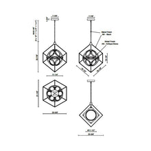 Load image into Gallery viewer, Monza LED Chandelier - line drawing.