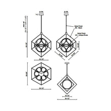 Load image into Gallery viewer, Monza LED Chandelier - line drawing.