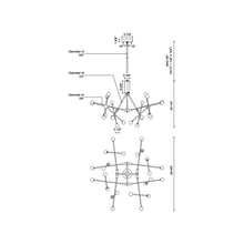 Load image into Gallery viewer, Moto LED Chandelier - line drawing.