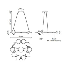 Load image into Gallery viewer, Novel LED Chandelier - line drawing.