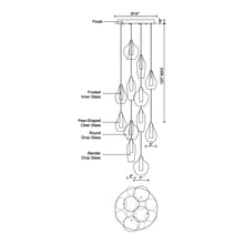 Load image into Gallery viewer, Victoria LED Multi Light Pendant Light - line drawing.
